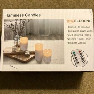 Set of 3 Flameless LED Candles with remote control - Blue